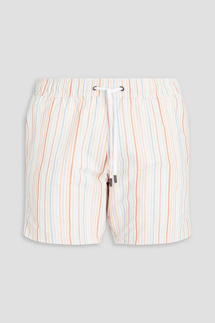 Mid-length striped swim shorts