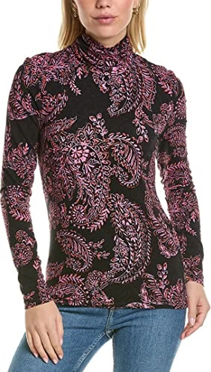BCBGMAXAZRIA Women's Fitted Knit Top Long Sleeve Turtleneck Shirt