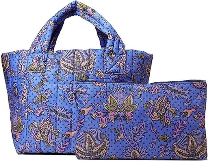 Roller Rabbit Amanda Star Quilted Nylon Tote (Blue) Bags