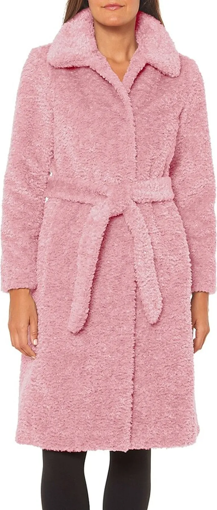 Belted Faux Fur Teddy Coat