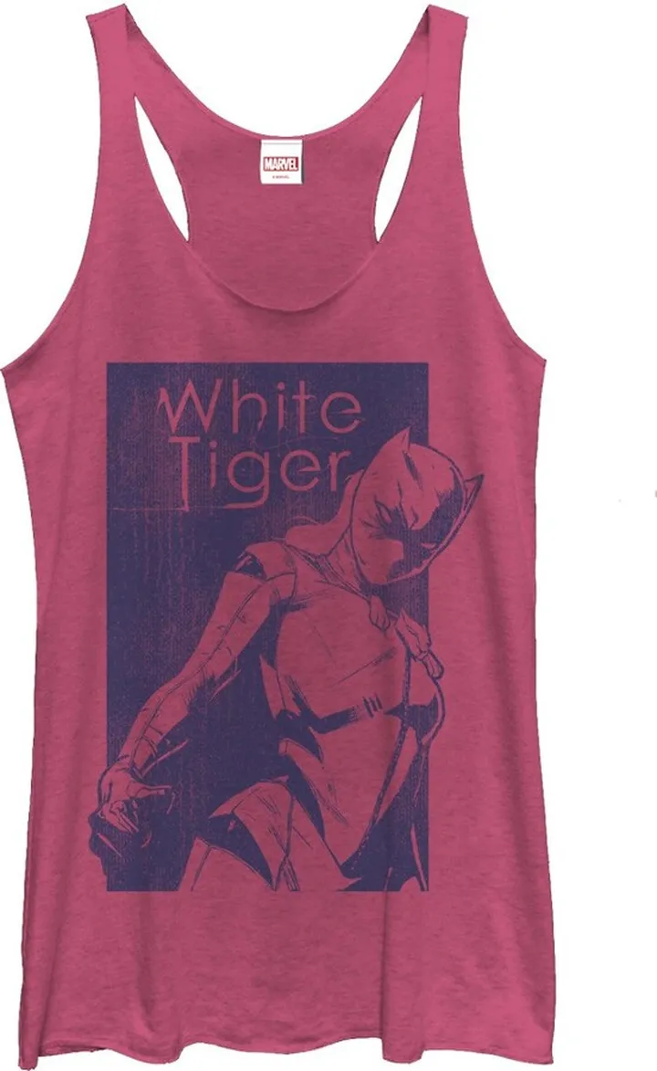 Women's Marvel White Tiger Amulet Racerback Tank Top - Pink Heather - X Large