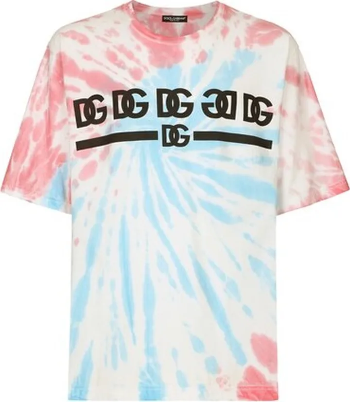 Tie-dye cotton T-shirt with print
