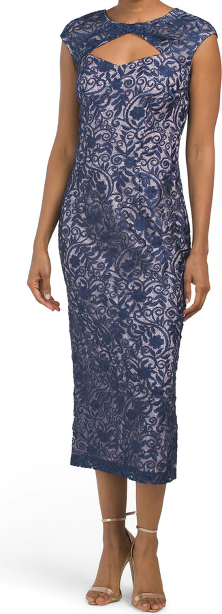 Daniela Lace Cocktail Dress With Cut Out Neck Detail