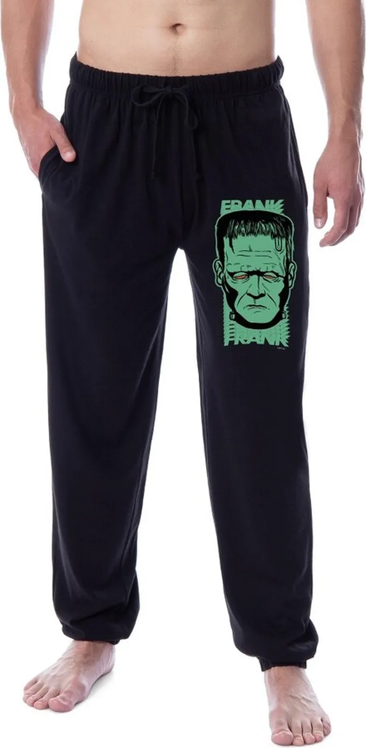 Universal Monsters Mens' Frankenstein Halloween Sleep Jogger Pajama Pants (XXL) Black