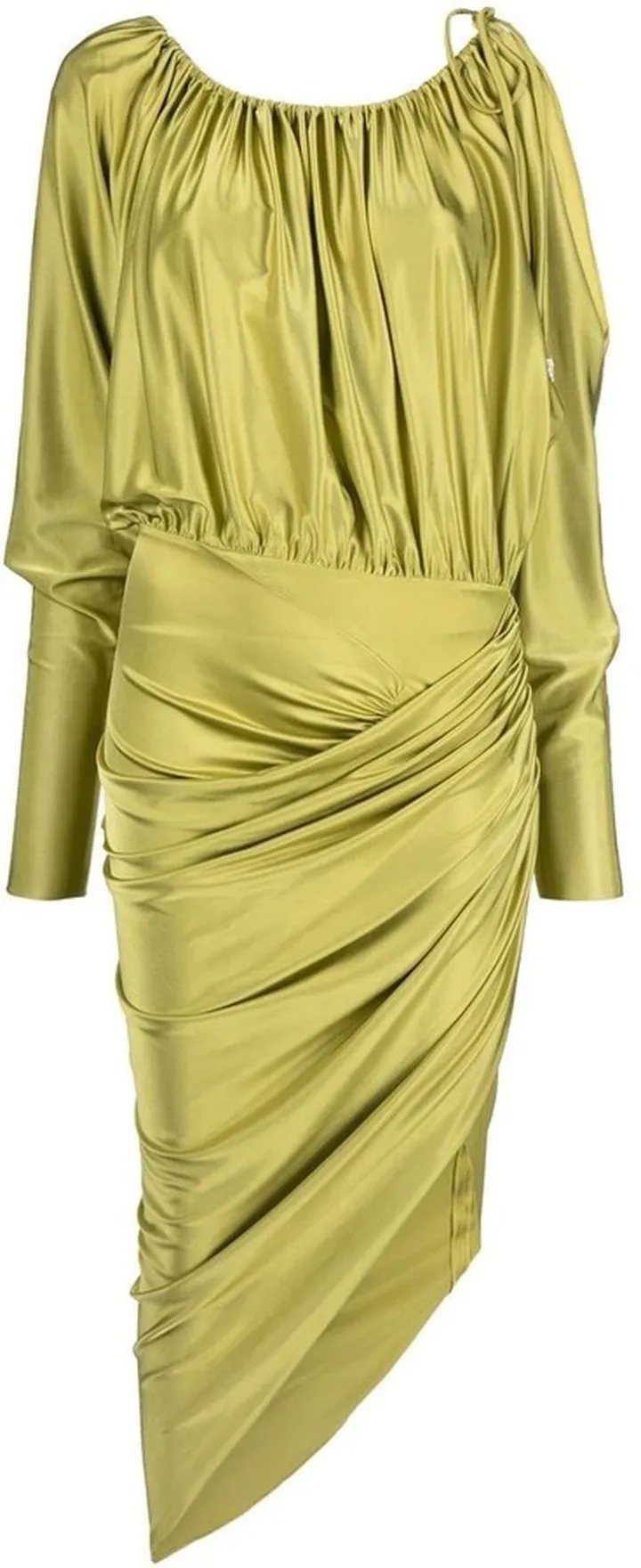 Ruched-Front Midi Dress