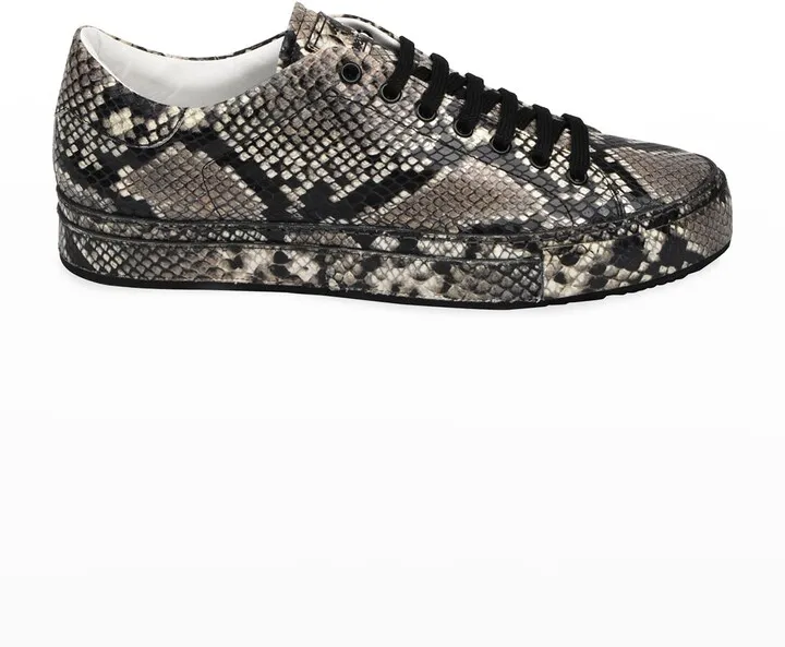Men's Snake-Print Low-Top Sneakers