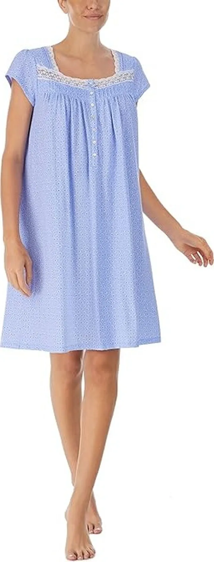 Eileen West Cap Sleeve Waltz Gown (Blue Ground Daisy) Women's Pajama