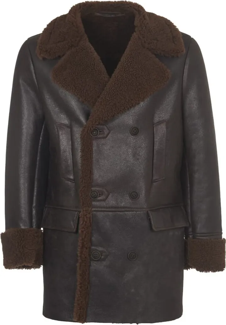 Brown Leather Double-breasted