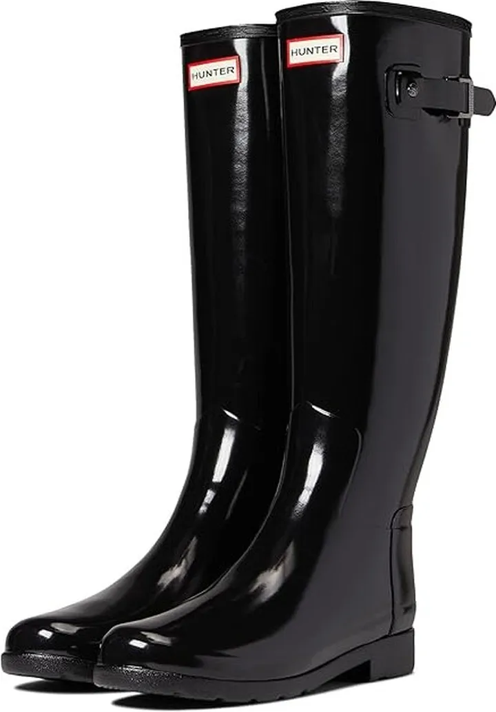 Hunter Refined Tall Gloss (Black) Women's Shoes
