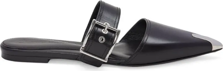 Alexander Mcqueen Leather Metal-Cap Mules