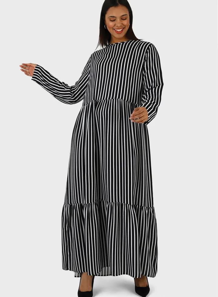 Striped Ruffled Dress