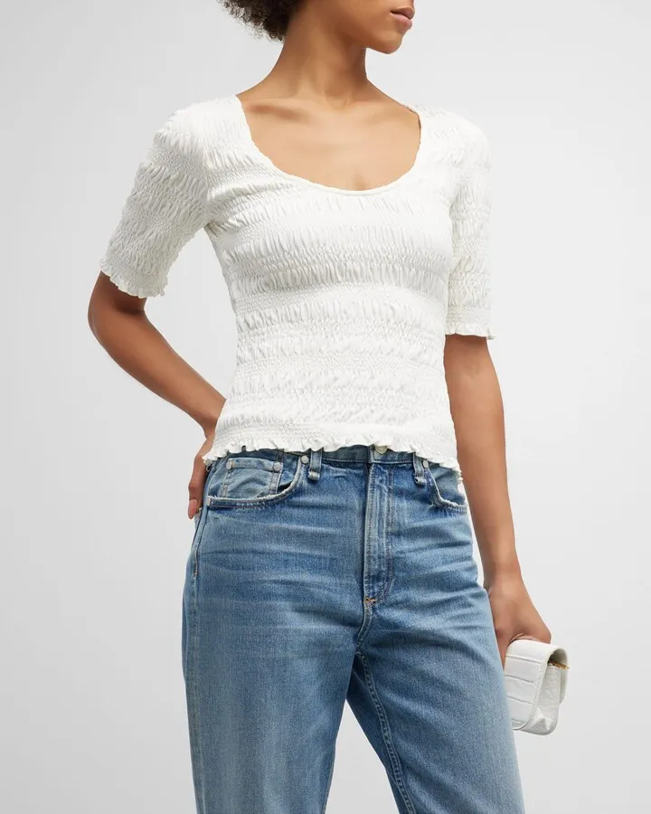 Smocked Short Sleeve Top