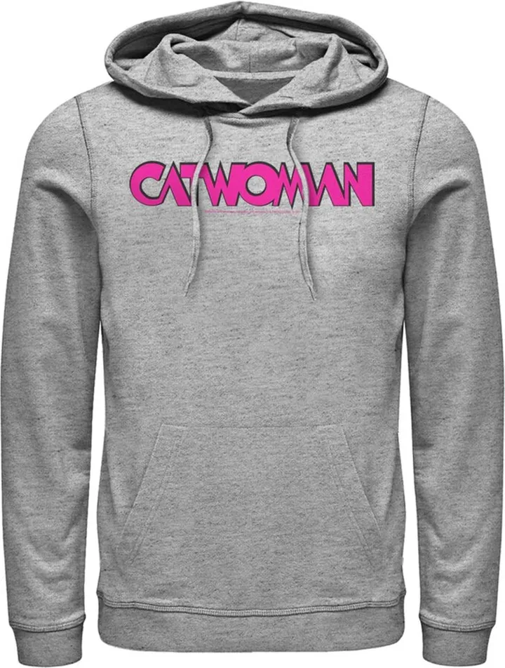 Men's Batman Catwoman Logo Pull Over Hoodie - Athletic Heather - X Large