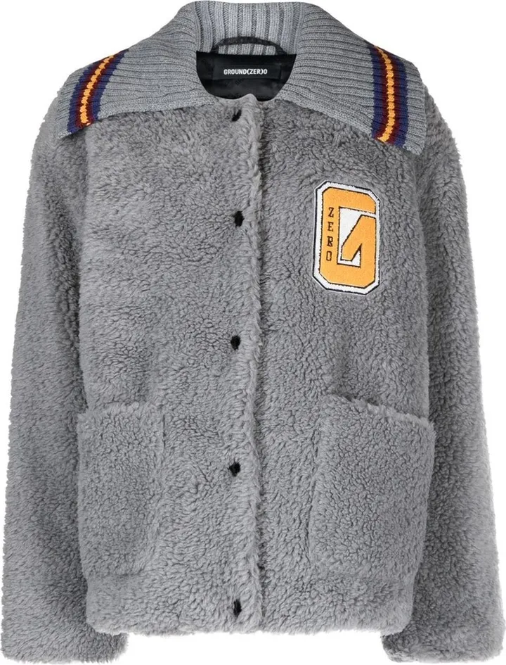 Logo-Patch Faux-Shearling Jacket