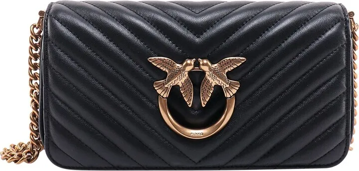 Matelassé leather shoulder bag with Love Birds detail