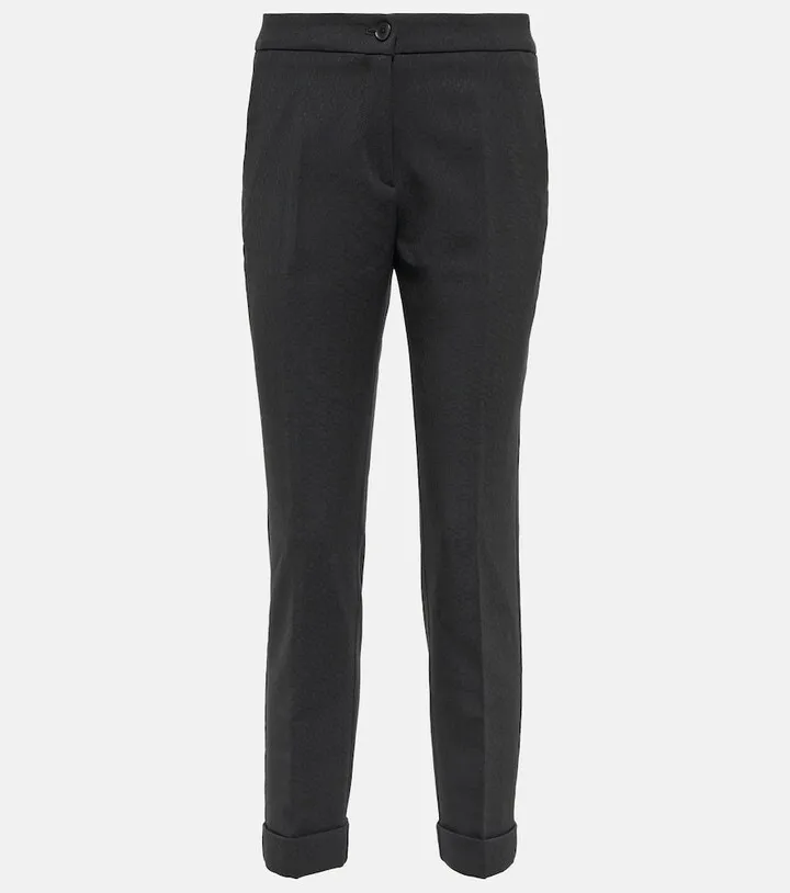 Cropped jacquard wool pants