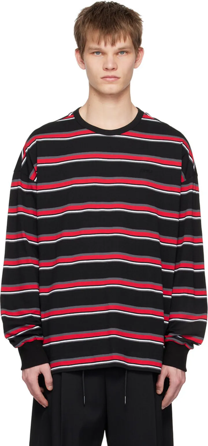 Juun.J Black Striped Long Sleeve T-Shirt