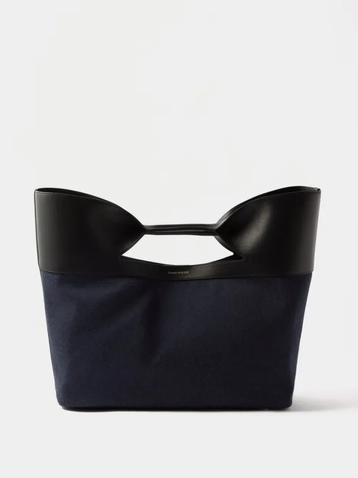 The Bow Large Denim And Leather Tote Bag