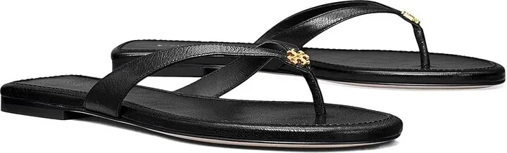 Tory Burch Capri Leather Flip-Flop (Perfect Black) Women's Shoes