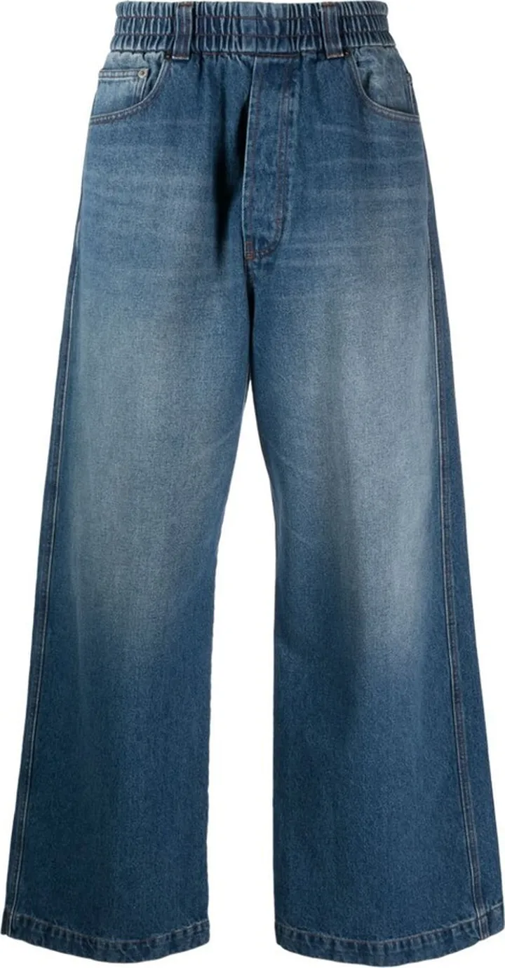 Elasticated Wide-Leg Jeans