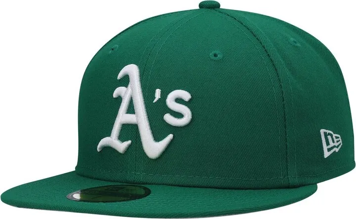 Men's New Era Kelly Green Oakland Athletics Logo White 59FIFTY Fitted Hat