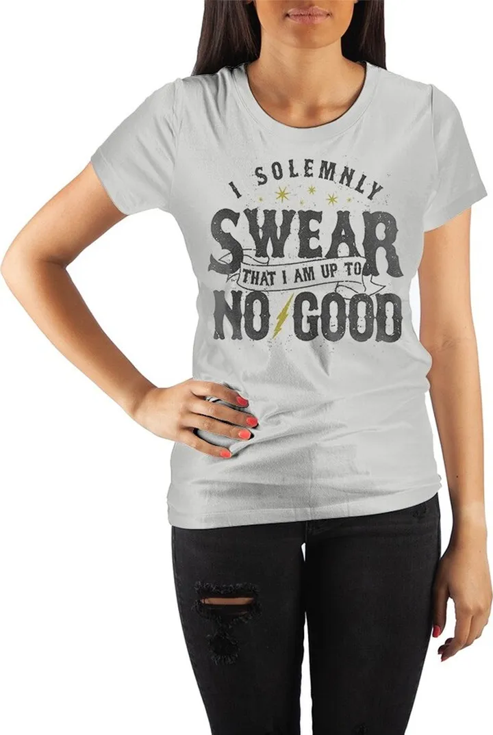Harry Potter Marauder's Map I Solemnly Swear That I Am Up To No Good Women's White Tee T-Shirt Shirt-Medium