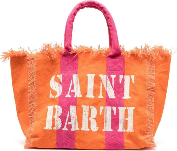 Vanity logo-print fringed beach bag