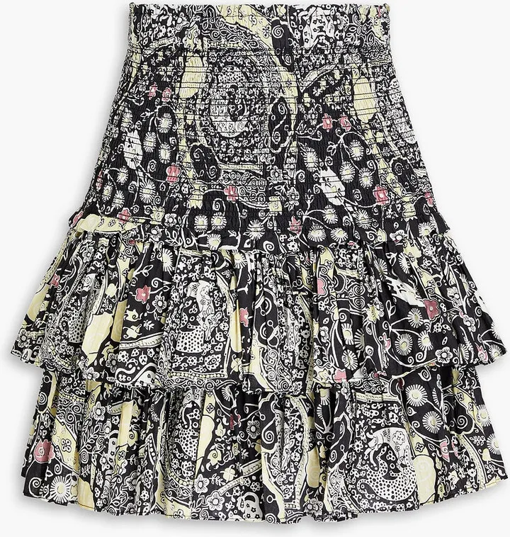 Naomi tiered printed cotton mini skirt