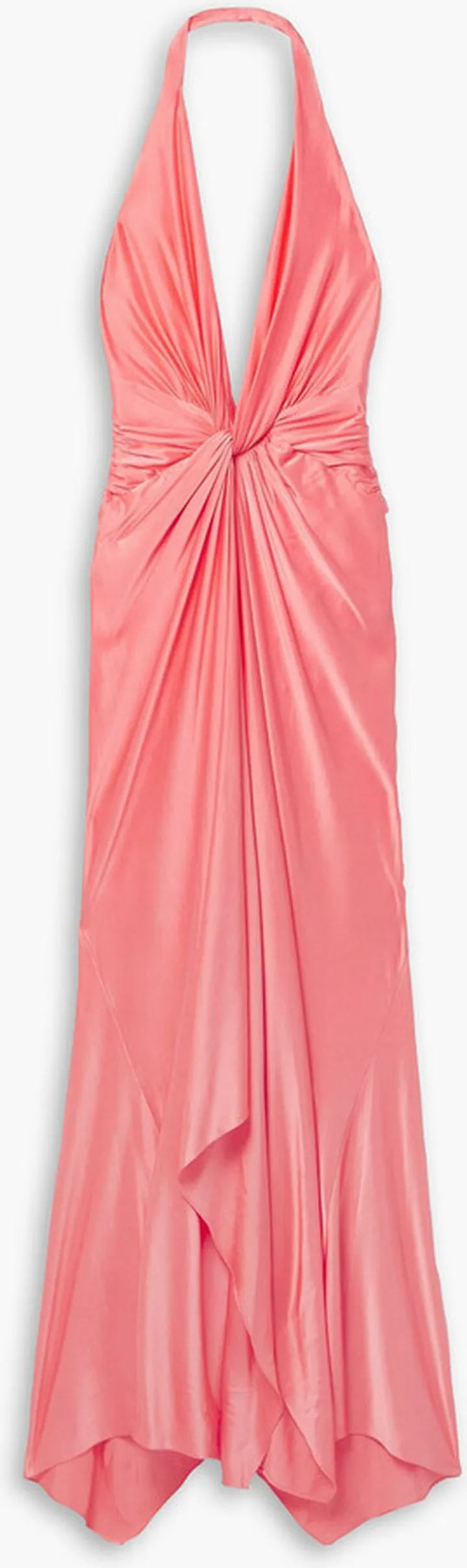 Twisted stretch-satin twill halterneck maxi dress