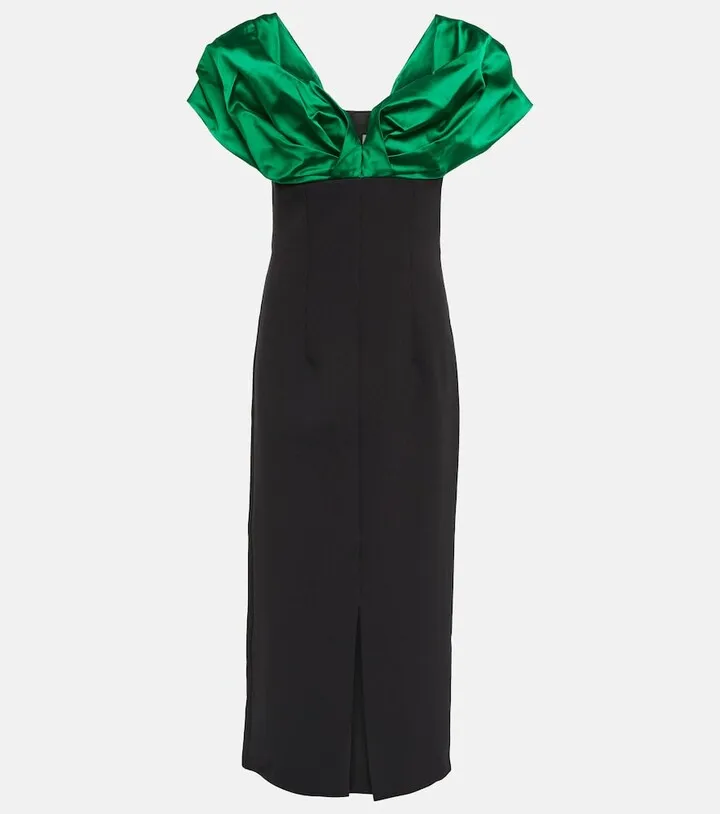 Diane satin-trimmed midi dress