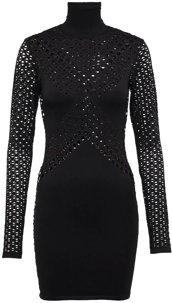 Perforated mockneck minidress