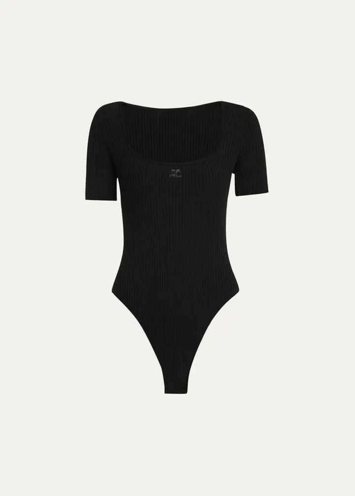 Square-Neck Rib Bodysuit