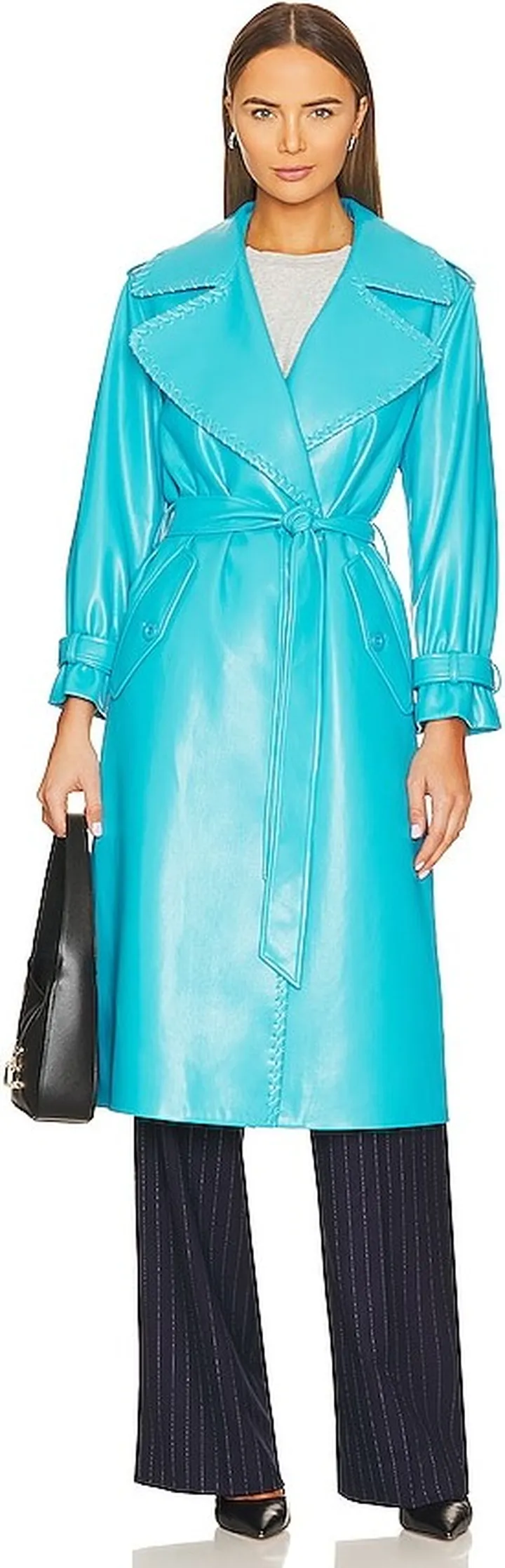 Nevada Faux Leather Midi Trench Coat