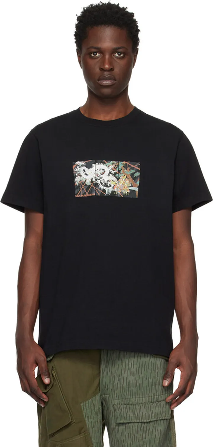 Maharishi Black Triptych Water Dragon T-Shirt