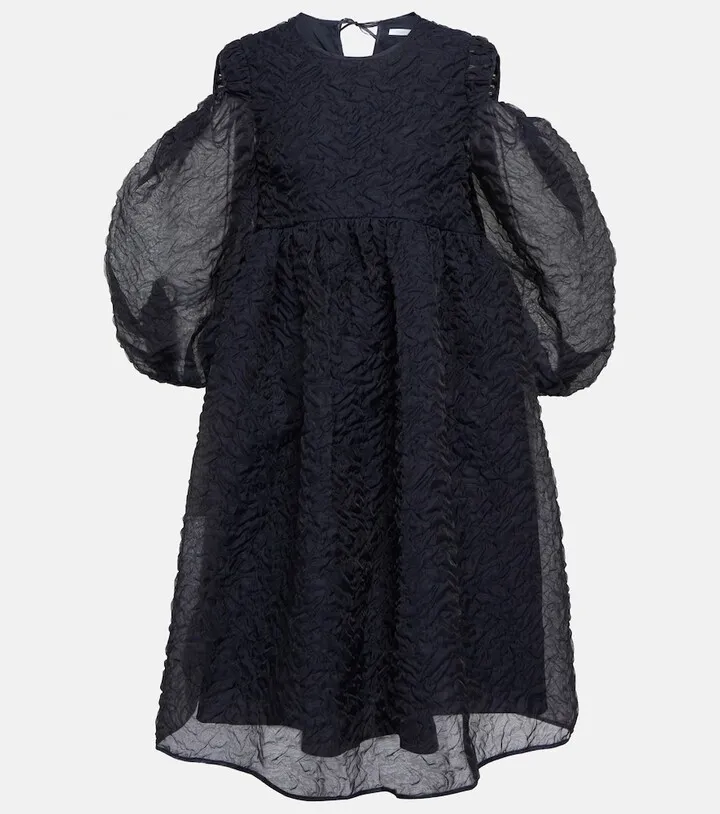 Oversized puff-sleeve midi dress