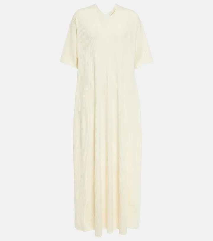 Ribbed-knit cashmere and silk midi dress