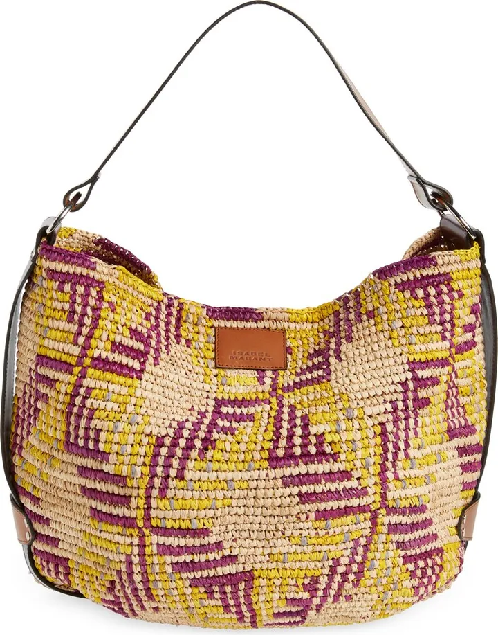 Bayia Graphic Raffia Shoulder Bag
