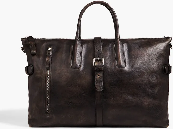 Distressed leather weekend bag