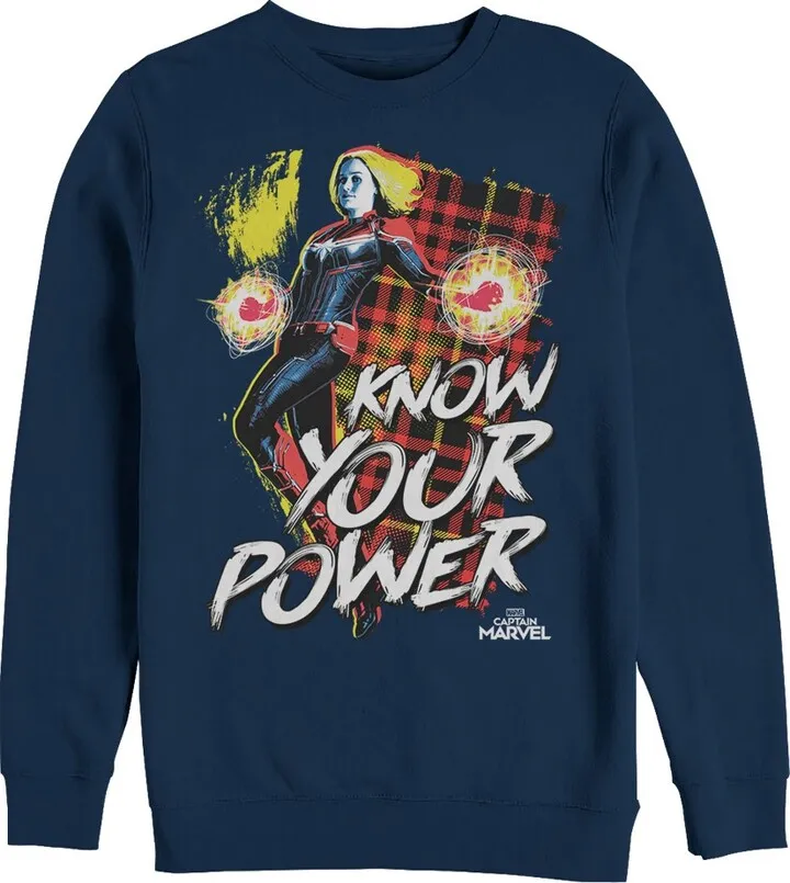 Men's Marvel Captain Marvel Know Your Power Sweatshirt - Navy Blue - Small