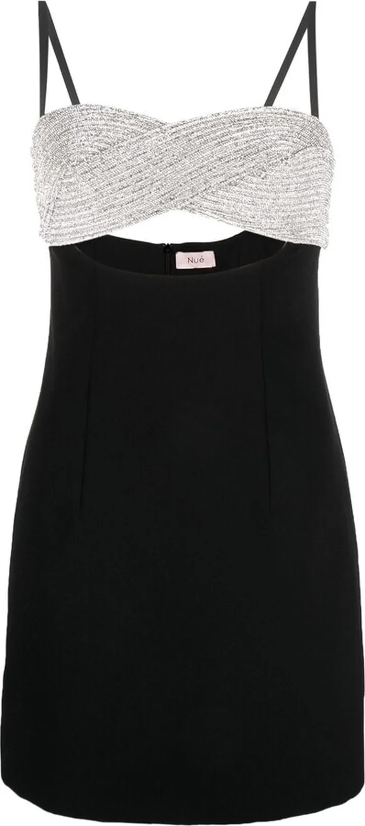 Rhinestone-Embellished Cut-Out Mini Dress