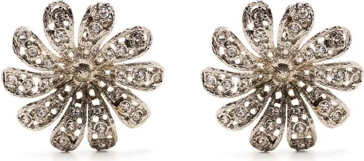 Floral-Crystal Stud Earrings