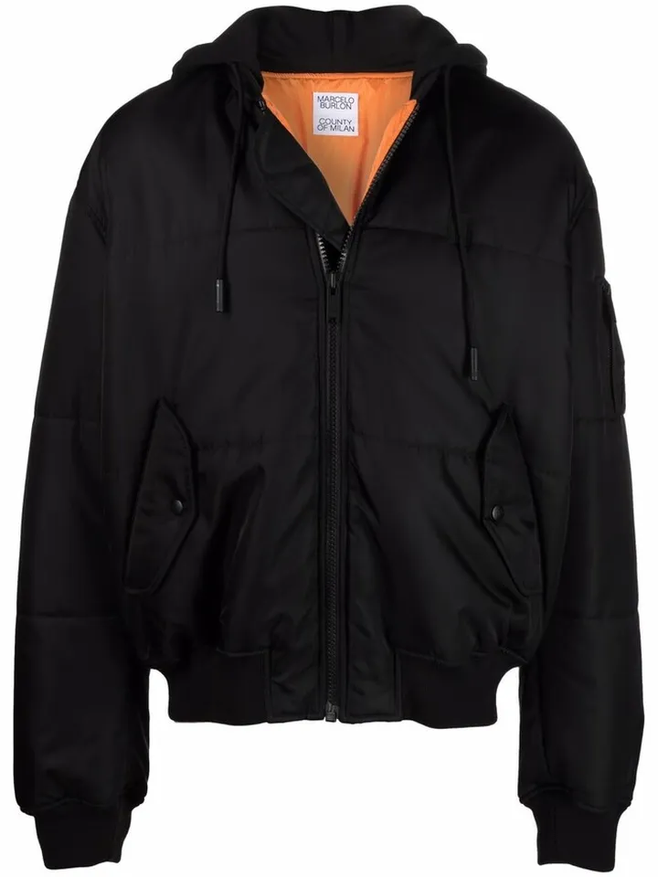 Cross Tape padded bomber jacket