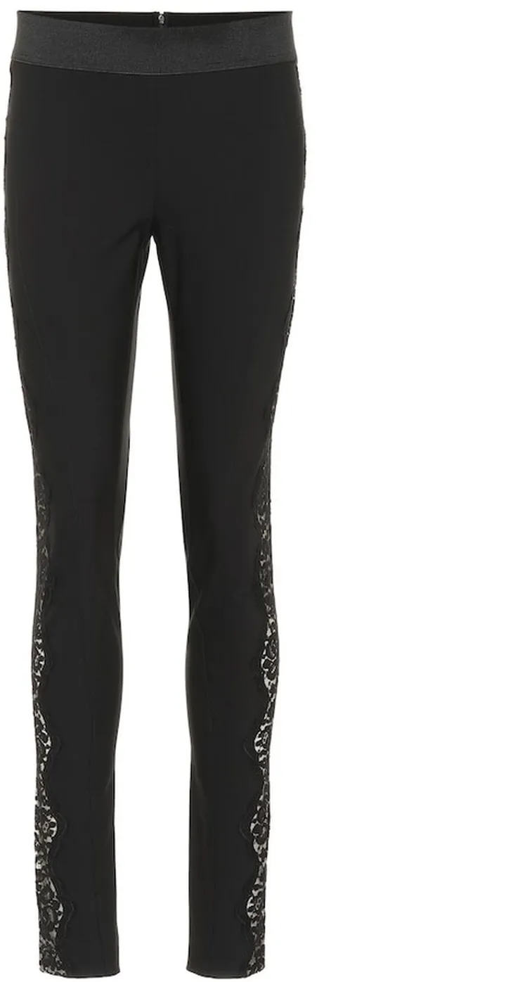 Lace-trimmed skinny pants