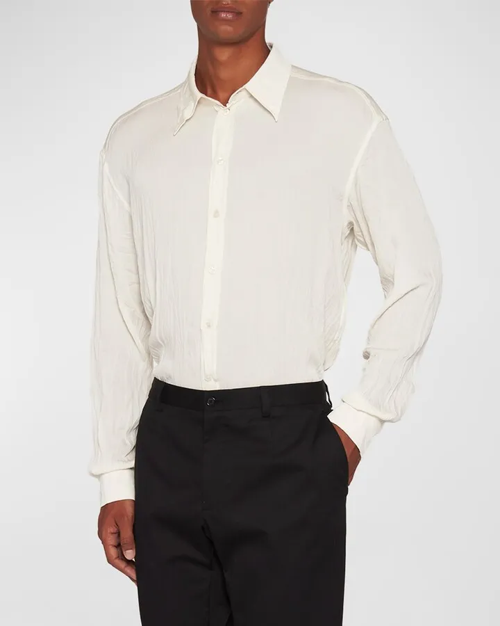 Men's Wrinkled Silk Dress Shirt