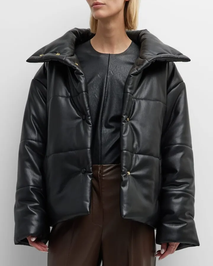 Hide Faux Leather Puffer Jacket