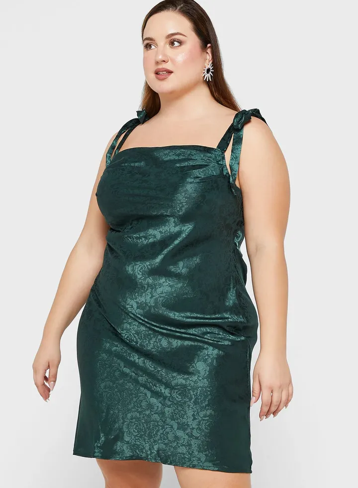 Satin Jacquard Floral Dress