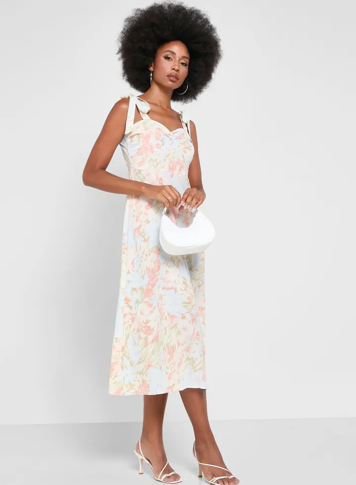 Sweetheart Neck Printed Dress