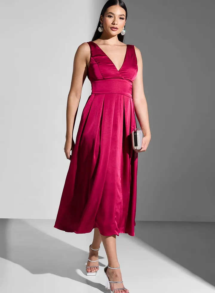 Surplice Neck Tiered Dress