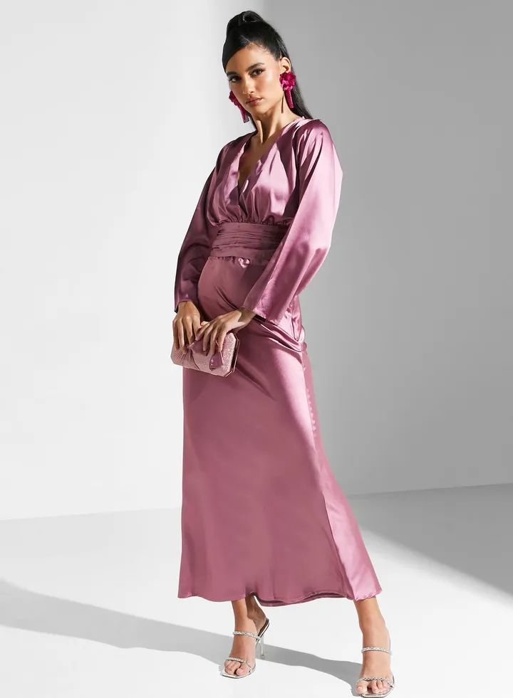 V-Neck Satin Dress