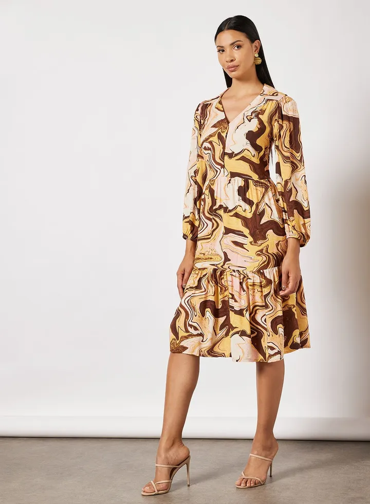 Marble Print Midi Dress